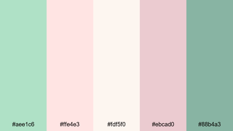 blush breeze celadon celadon color palette with hex codes