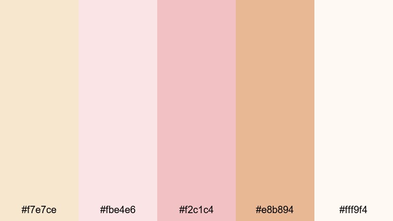 blush bubbly romance champagne color palette with hex codes
