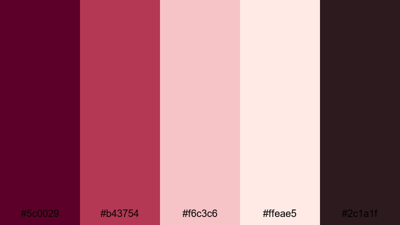 blush cabernet whisper wine burgundy color palette with hex codes