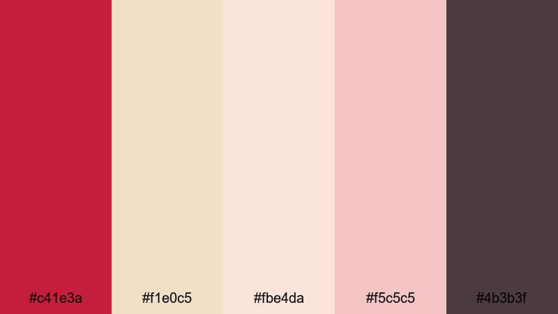 blush champagne cardinal cardinal color palette with hex codes