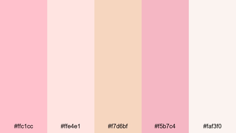 blush champagne daydream candy pink color palette with hex codes