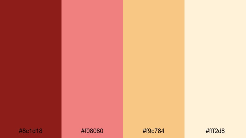blush champagne sparks gold red color palette with hex codes