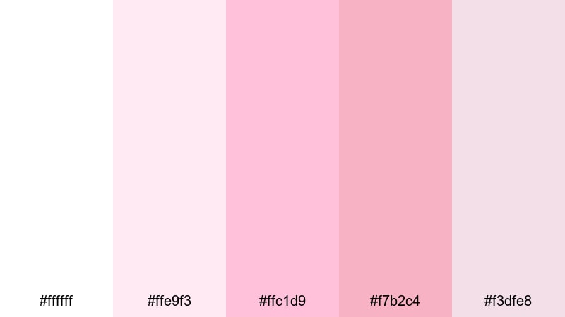blush cloud morning white pink color palette with hex codes