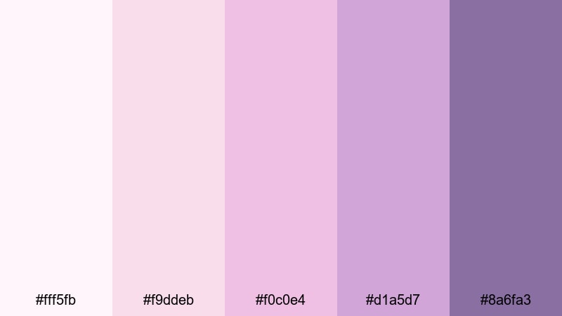 blush cloud serenity lavender color palette with hex codes