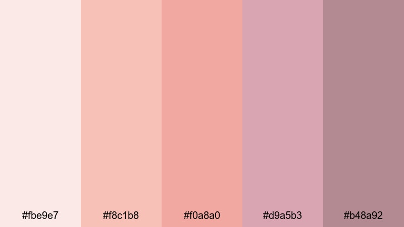 blush dawn romance rose gold color palette with hex codes