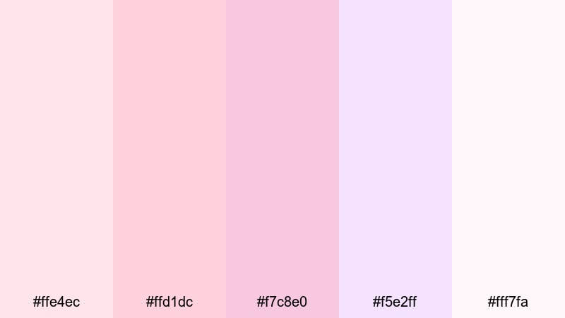 blush dawn whispers pastel color palette with hex codes