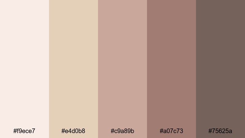 blush driftwood calm beige sand color palette with hex codes