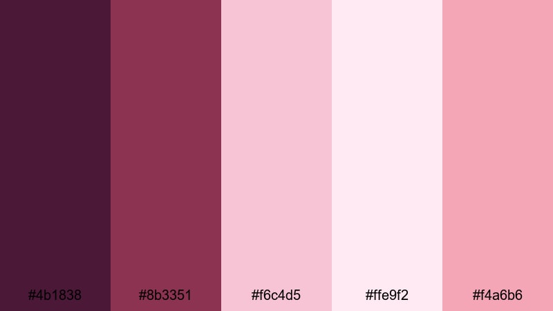 blush evening whisper purple maroon color palette with hex codes