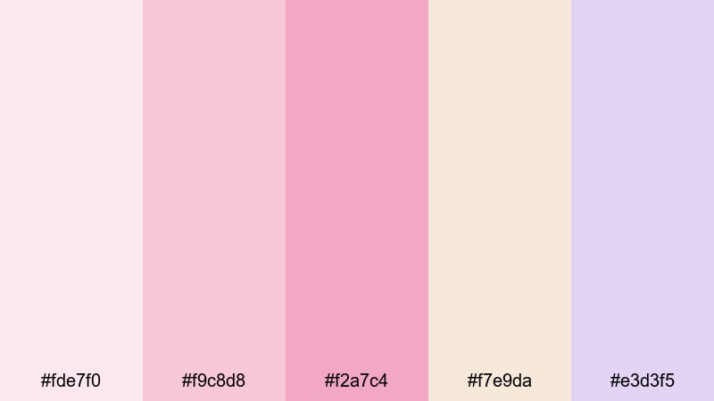 blush garden tea tea party color palette with hex codes