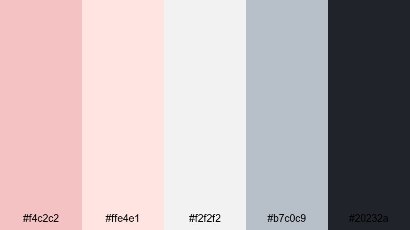 blush grid interface tea rose color palette with hex codes
