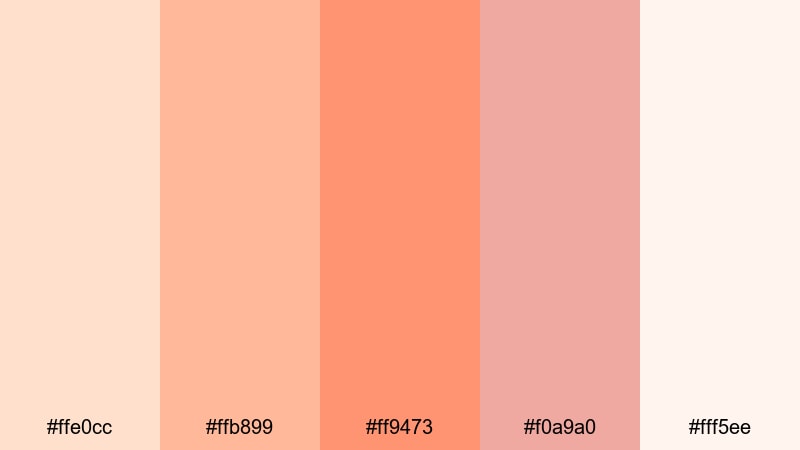 blush horizon whisper orange peach color palette with hex codes