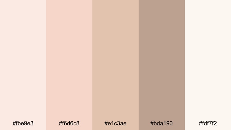 blush latte morning pastel brown color palette with hex codes