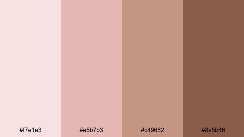 blush latte whisper brown pink color palette with hex codes