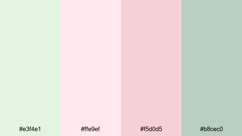 blush leaf romance pale green color palette with hex codes