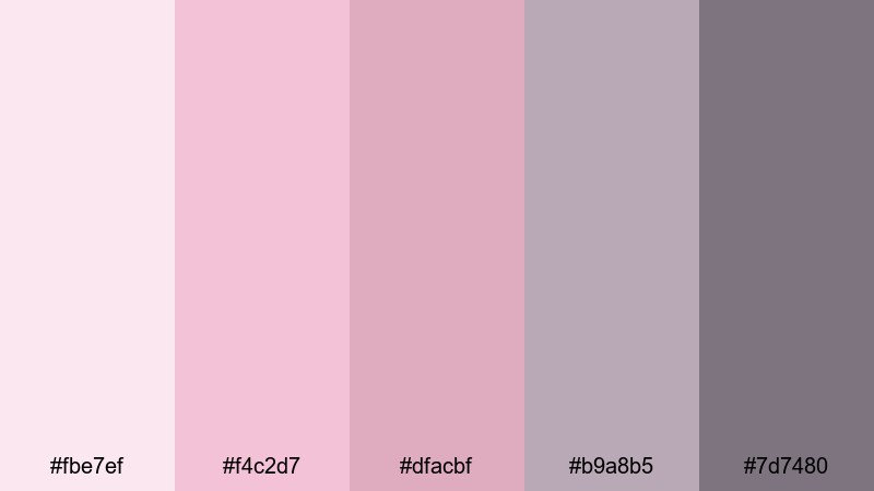 blush loft harmony pink gray color palette with hex codes