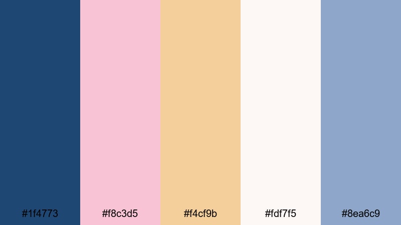 blush moonlight glow blue rose gold color palette with hex codes
