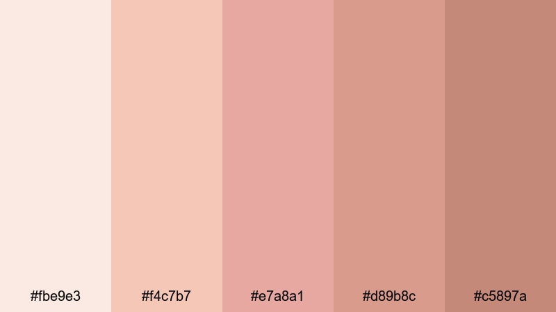 blush morning glow beige pink color palette with hex codes