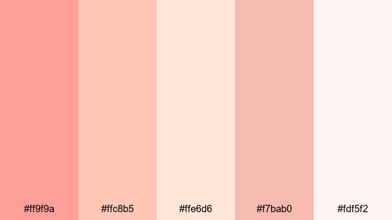 blush morning glow coral salmon color palette with hex codes