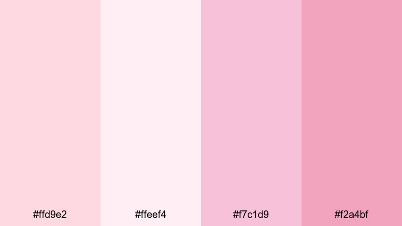 blush morning glow light pink color palette with hex codes