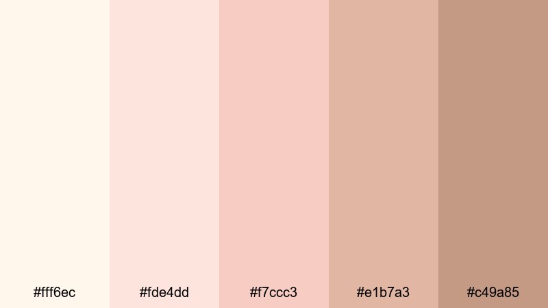blush morning latte cream color palette with hex codes
