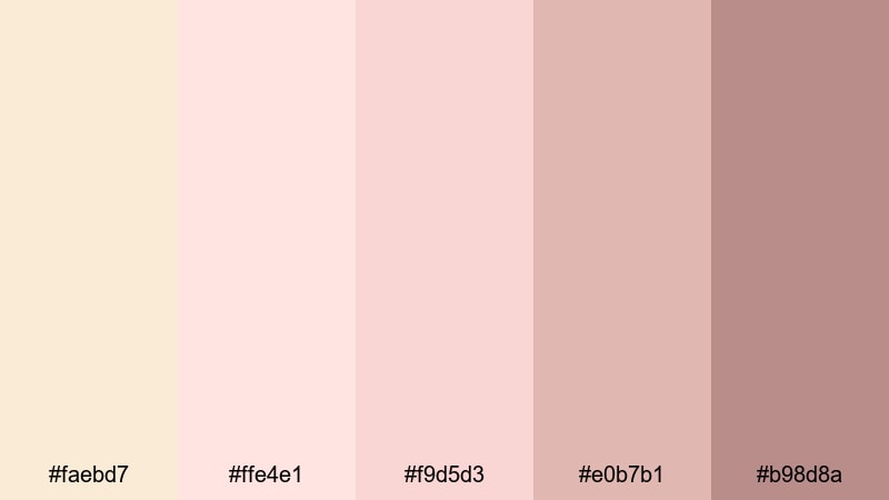 blush morning light antique white color palette with hex codes