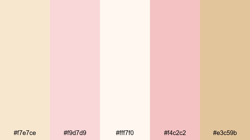 blush morning light champagne pink color palette with hex codes