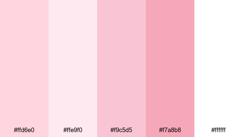 blush morning light pastel pink color palette with hex codes