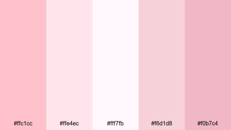 blush morning light rose pink color palette with hex codes