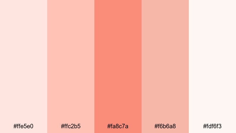 blush morning light salmon color palette with hex codes