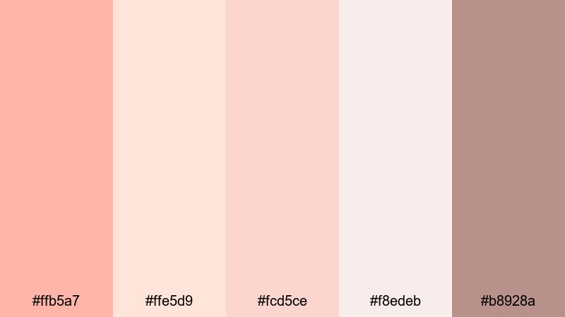blush morning light salmon peach color palette with hex codes