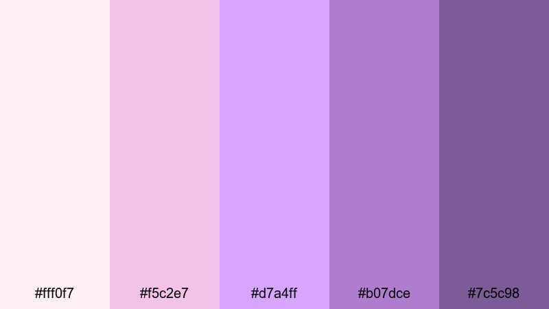 blush orchid dream violet purple color palette with hex codes
