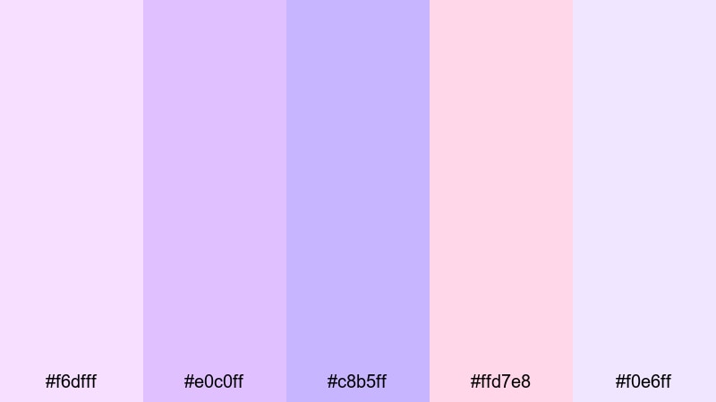 blush orchid whisper pastel blue purple color palette with hex codes