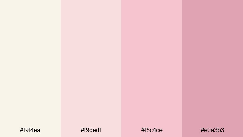 blush petal ivory cream ivory color palette with hex codes