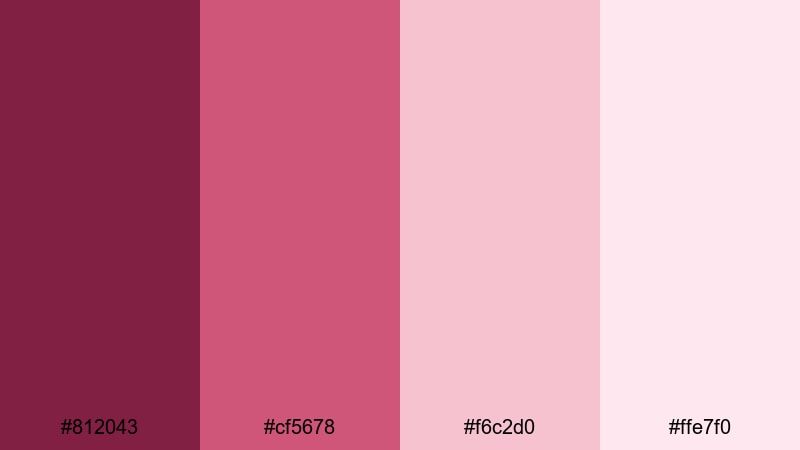 blush petal story dark pink color palette with hex codes