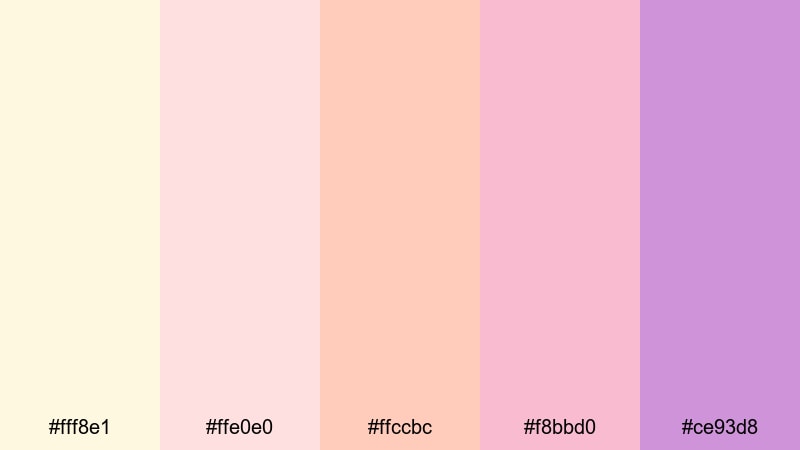 blush portfolio frames flat color palette with hex codes