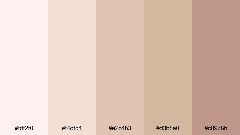 blush sand whisper beige color palette with hex codes