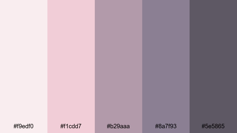 blush smoke story purple gray color palette with hex codes