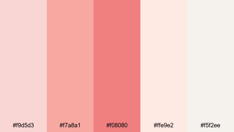 blush sunrise story light coral color palette with hex codes