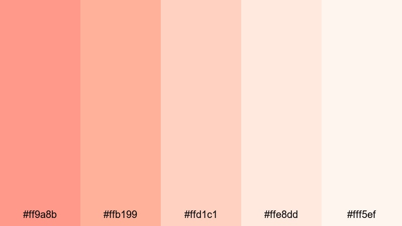 blush sunrise whisper coral color palette with hex codes