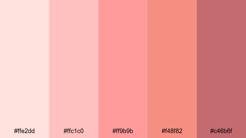 blush sunset whisper warm color palette with hex codes