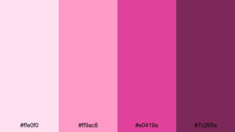 blush velvet dream red magenta color palette with hex codes