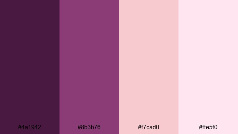 blush velvet evening purple plum color palette with hex codes