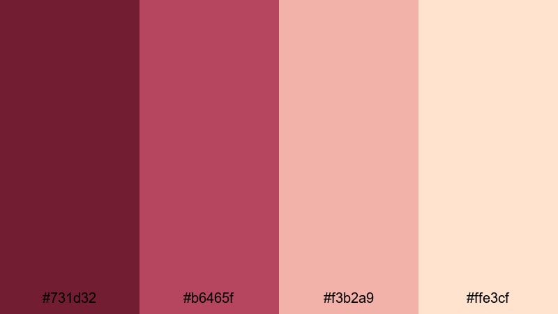 blush velvet whisper burgundy color palette with hex codes