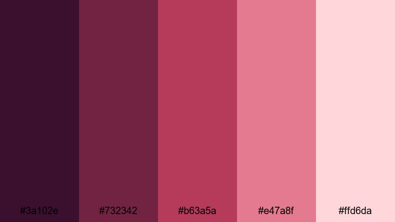 blush wine reverie purple red color palette with hex codes