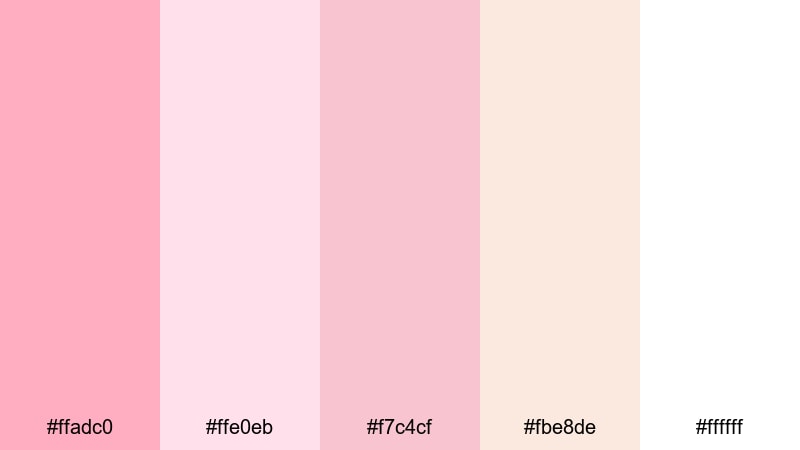 blushing bridal glow candy pink color palette with hex codes