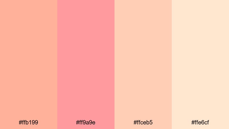 blushing citrus skies orange pink color palette with hex codes