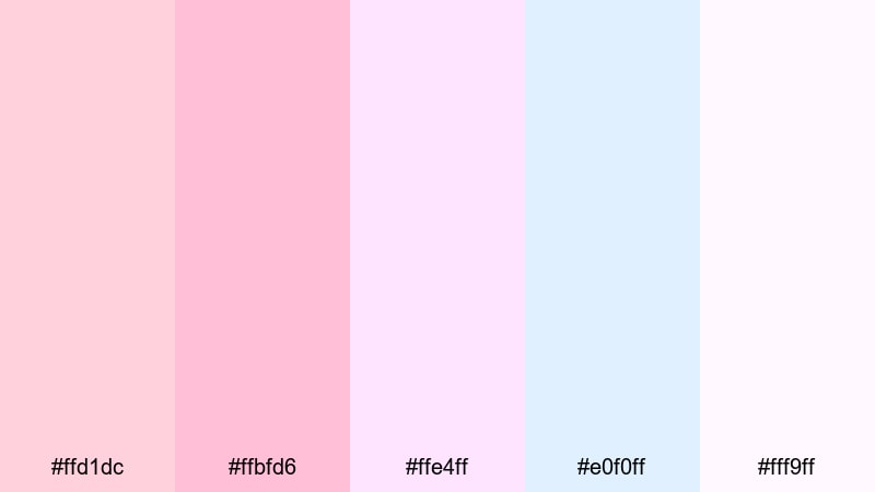 blushing cotton clouds cotton candy color palette with hex codes