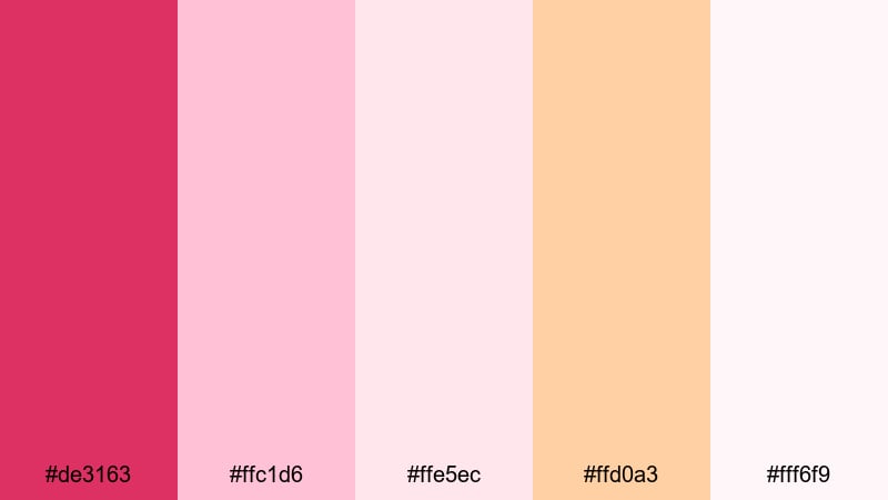 blushing dawn cerise cerise color palette with hex codes