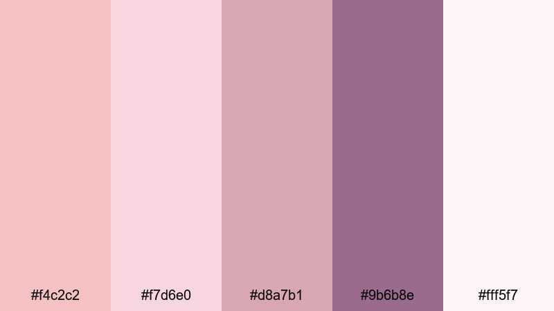 blushing twilight bouquet lavender pink color palette with hex codes