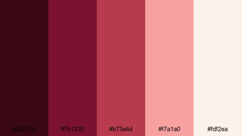 blushing wine story dark red color palette with hex codes